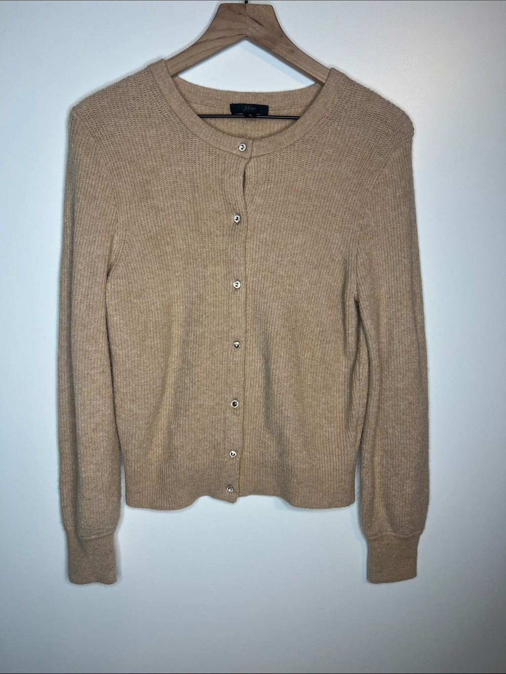 J. Crew ribbed cardigan with jeweled detail buttons